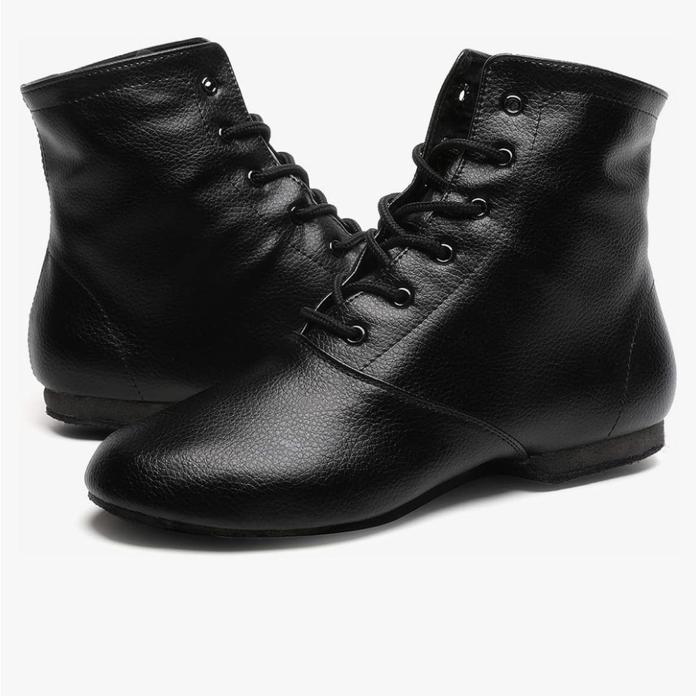 Bokimd Black Leather Lace-Up Jazz Dance Booties Women’s size 9.5